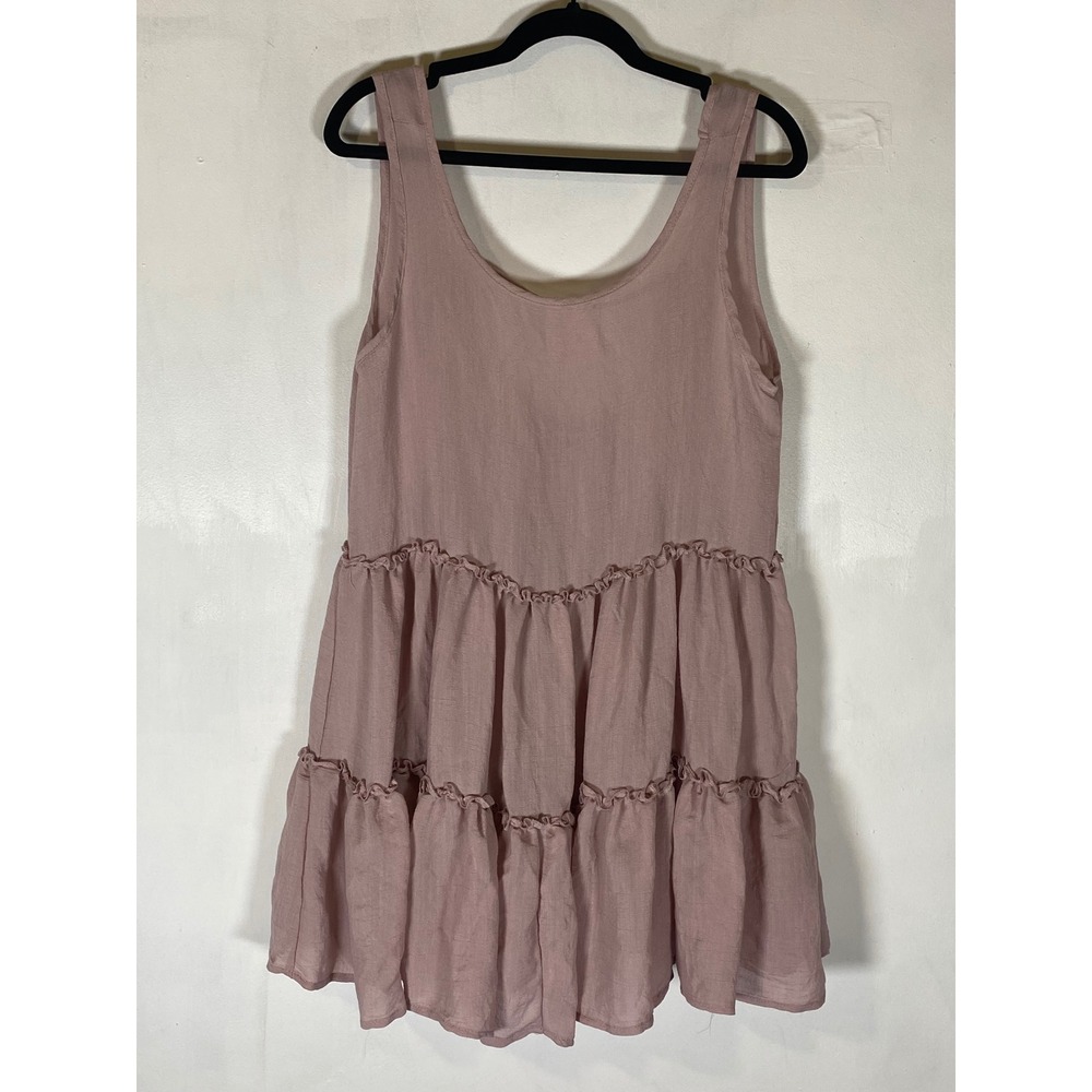 Wave Zone Dusty Pink Tiered Ruffle Beach Cover Up Tunic Sleeveless Oversized S/M